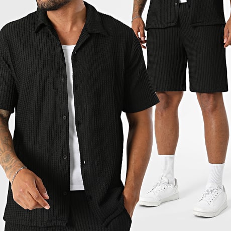 KZR - Conjunto Camisa Manga Corta Y Pantalón Corto 329 Negro