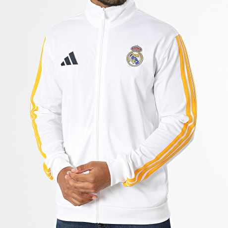 Adidas Sportswear - Giacca Zippata Real Madrid DNA KG2949 Bianco Giallo