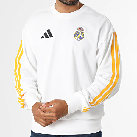 Adidas Sportswear - Sweat Crewneck A Bandes Real Madrid DNA KG2952 Blanc