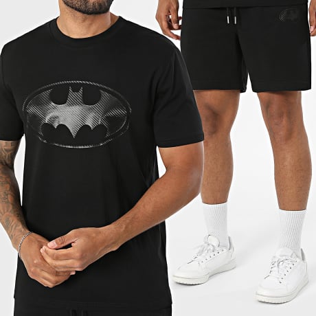 Batman - Completo T-Shirt E Pantaloncino Da Jogging Batman Logo Carbon Nero