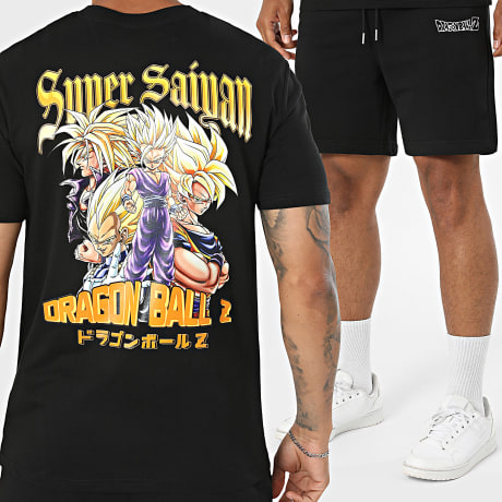 Dragon Ball Z - Conjunto Camiseta y Pantalón Corto de chándal Bootleg Negro