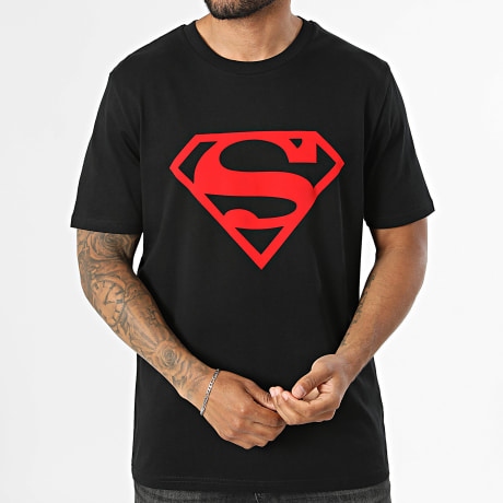 Superman - Oversize T-Shirt Red Velvet Logo Black Red