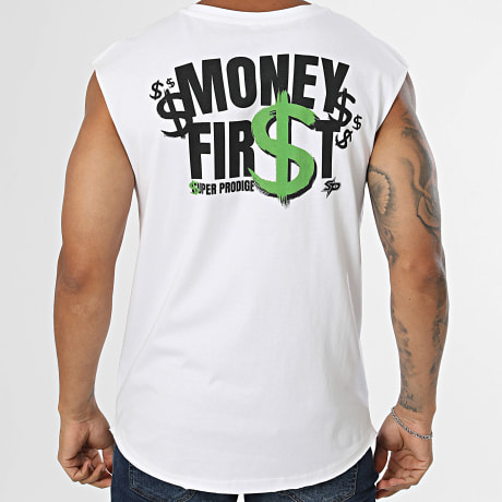Super Prodige - Ärmelloses T-Shirt Money First Weiß