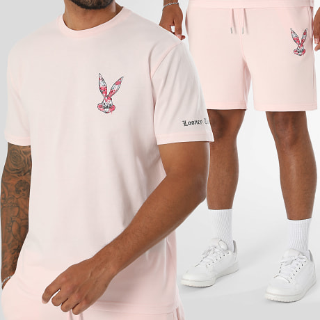 Looney Tunes - Tracksuit Tee Shirt And Jogger Short Bugs Bunny Minimalist Light Pink