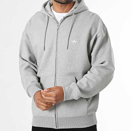 Adidas Originals - Sweat Zippée A Capuche Trefoil Essentials KS9816 Gris Chiné
