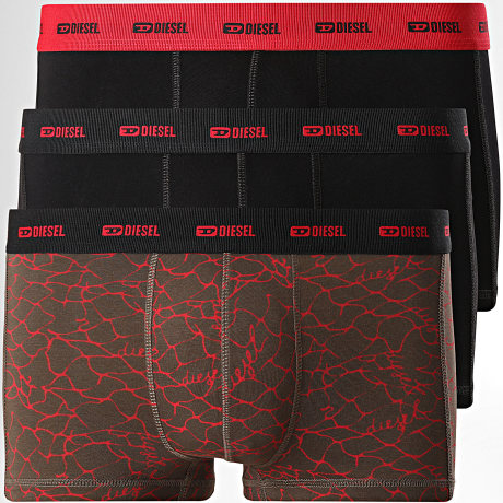 Diesel - Pack de 3 Bóxers A17832-0AMET Negro Verde Kaki Rojo