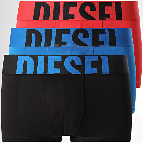 Diesel - Pack de 3 Boxers A15380-0WIAN Negro Rojo Azul Real