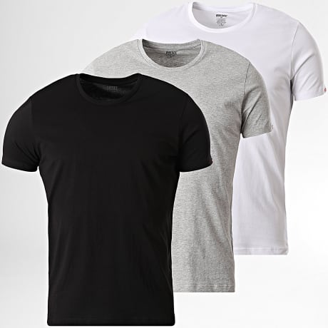 Diesel - Pack de 3 Camisetas A24250-0ALCR Blanco Negro Gris Jaspeado
