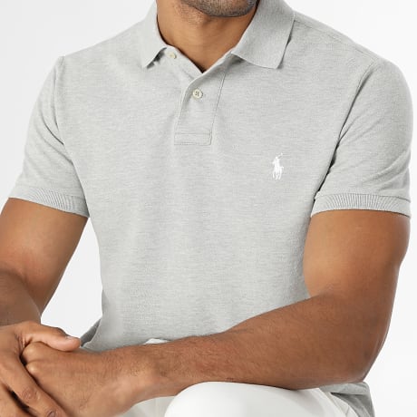 Polo Ralph Lauren - Polo Kurzarm Custom Slim Original Player Hellgrau Meliert