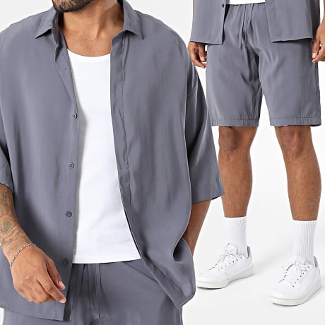 Mackten - Conjunto Camisa Manga Curta E Calção de jogging 010 Cinza