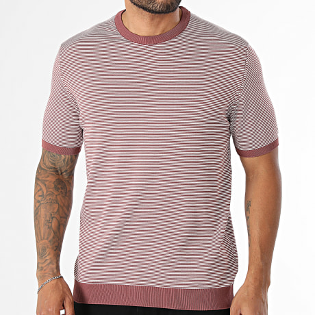 Mackten - T-Shirt Malha Listrada 592 Rosa Branco