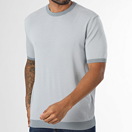 Mackten - T-Shirt Malha Listrada 592 Cinza Branco