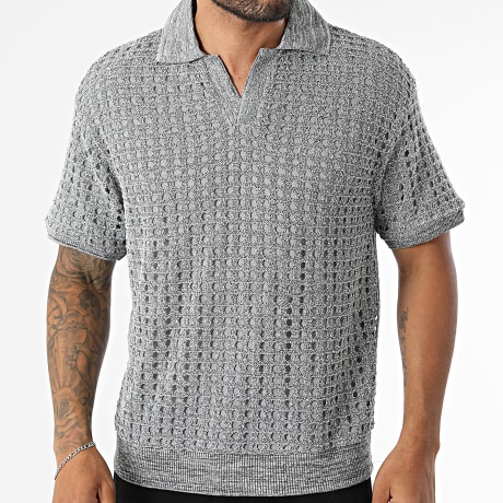 Fusional - Polo Mangas Cortas Crochet 602 Gris Jaspeado