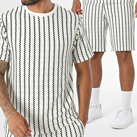 Fusional - Conjunto Camiseta Y Pantalón Corto A36 Beige Claro Negro