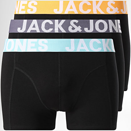 Jack And Jones - Lot de 3 Boxers Conor Solid Noir Orange Gris Anthracite Bleu