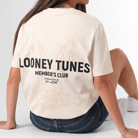 Looney Tunes - Camiseta Oversize Mujer RPRST Bugs Bunny Beige Jaspeado