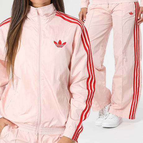 Adidas Originals - Ensemble De Survetement A Bandes Femme KW4531 KW4533 Rose Rouge