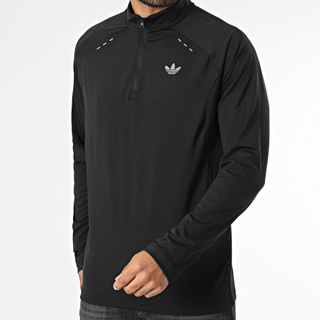 Adidas Originals - Tee Shirt Manches Longues Col Zippé Tech Essential KT4560 Noir