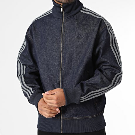 Adidas Originals - Veste En Jean Zippée A Bandes Firebird TT KS4971 Bleu Brut