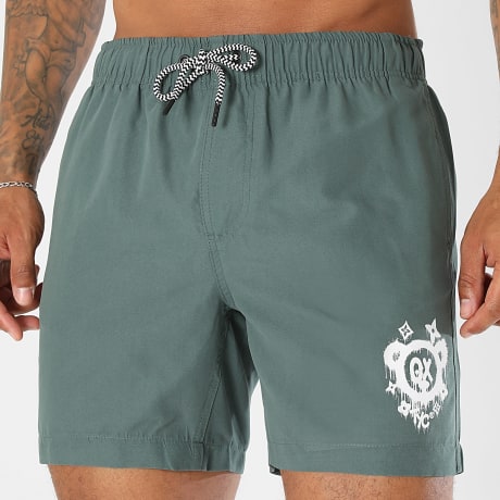 Teddy Yacht Club - Pantaloncino da bagno Monogram Verde Kaki Bianco
