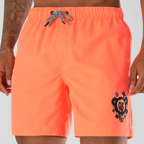 Teddy Yacht Club - Pantaloncino da bagno Monogram Arancione Fluo Nero