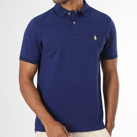 Polo Ralph Lauren - Kurzarm-Poloshirt Custom Slim Fit Piqué Original Player Marineblau