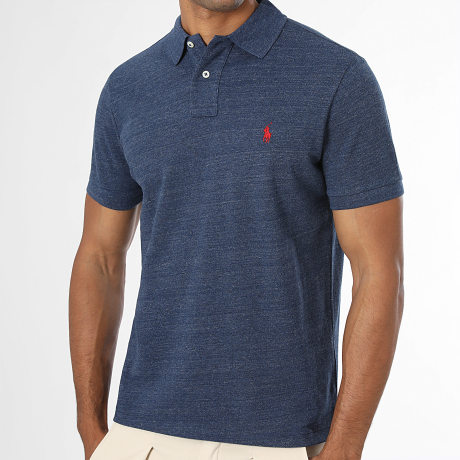 Polo Ralph Lauren - Polo Kurzarm Custom Slim Coton Piqué Original Player Marineblau
