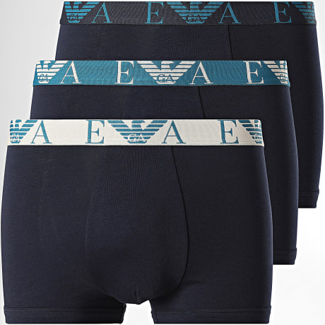 Emporio Armani - Pack de 3 Boxers EM000259 Azul Marino Beige Azul Petróleo