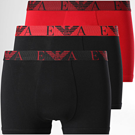 Emporio Armani - Pack de 3 Boxers EM000259 Negro Rojo