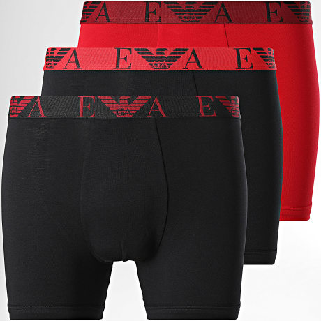 Emporio Armani - Pack de 3 Boxers EM000261 Negro Rojo