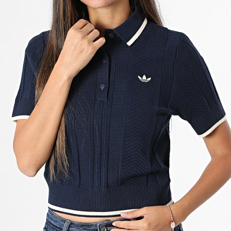 Adidas Originals - Polo Mangas Cortas Punto Mujer KR7059 Azul Marino Beige