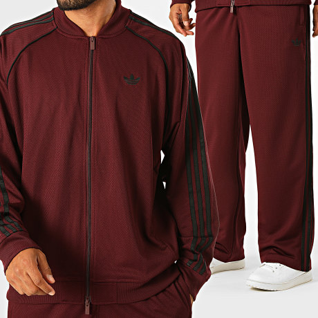 Adidas Originals - Ensemble De Survetement A Bandes Mesh TP KR1372 KR1396 Bordeaux Noir