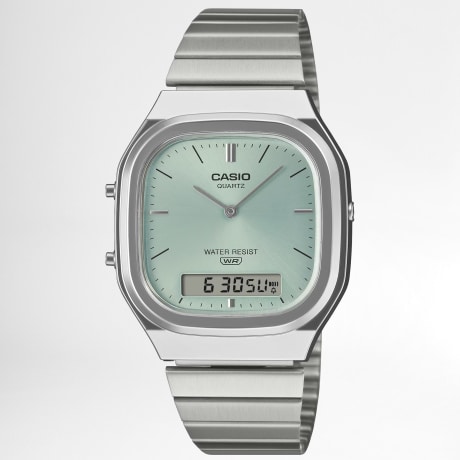 Casio - Horloge AQ-240E-2AEF Zilverkleurig Lichtgroen