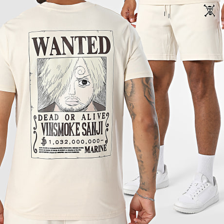 One Piece - Conjunto Camiseta Y Pantalón Corto de chándal Wanted Sanji Beige
