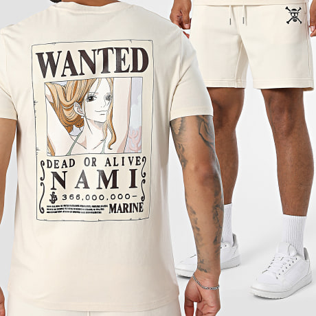 One Piece - Conjunto Camiseta Y Pantalón Corto de chándal Wanted Nami Beige