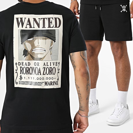 One Piece - Tracksuit T-Shirt And Jogger Short Wanted Zoro Black