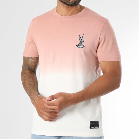 Looney Tunes - Camiseta Patch Corazón Bugs Bunny Rosa Beige Degradado