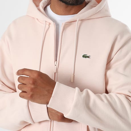 Lacoste - Sweat Capuche Zippé Classic Fit Logo Brodé Crocodile Rose