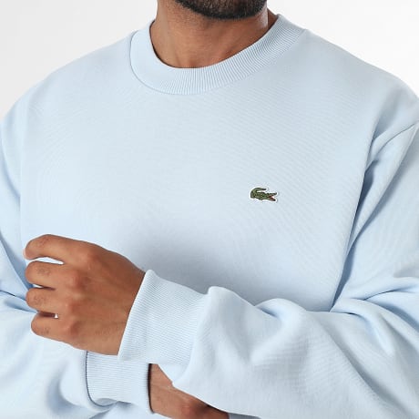 Lacoste - Sweat Crewneck Classic Fit Logo Brodé Crocodile Bleu Clair