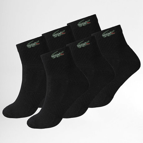 Lacoste - Pack de 6 pares de calcetines logo cocodrilo negro