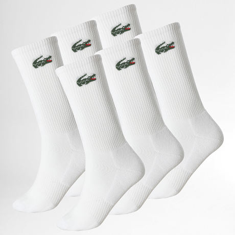 Lacoste - Pack de 6 Pares de Calcetines Logo Cocodrilo Blanco