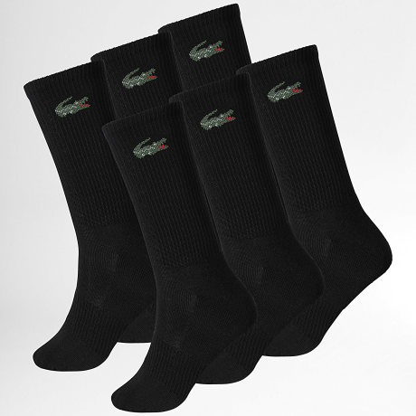 Lacoste - Pack de 6 Pares de Calcetines Logo Cocodrilo Negro