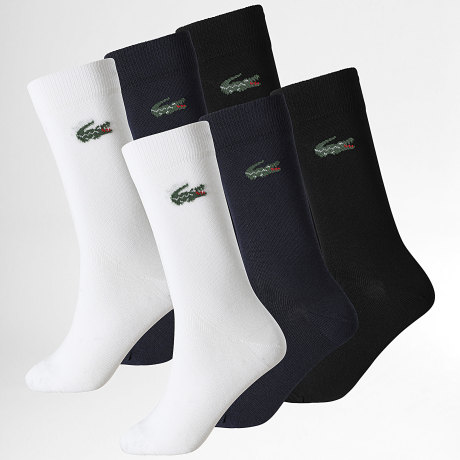 Lacoste - Pack de 6 pares de calcetines logo cocodrilo blanco azul marino negro