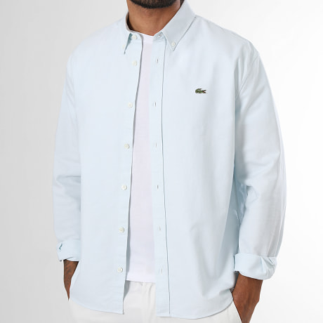 Lacoste - Chemise Manches Longues Regular Fit Logo Brodé Crocodile Bleu Clair
