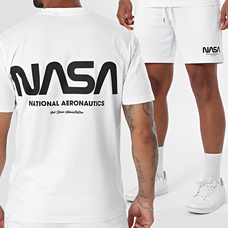 NASA - Conjunto Camiseta y Pantalón Corto de chándal Futuristic Blanco Negro