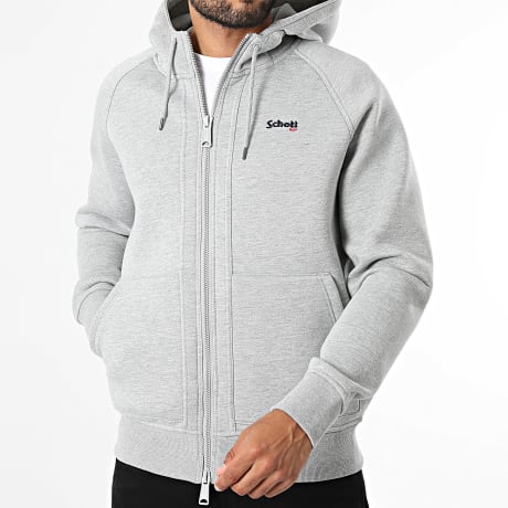 Schott NYC - Hoodie met rits en capuchon SW4021 Gemêleerd grijs