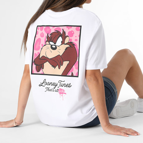 Looney Tunes - Camiseta Oversize Mujer Taz Circle Camo Blanco