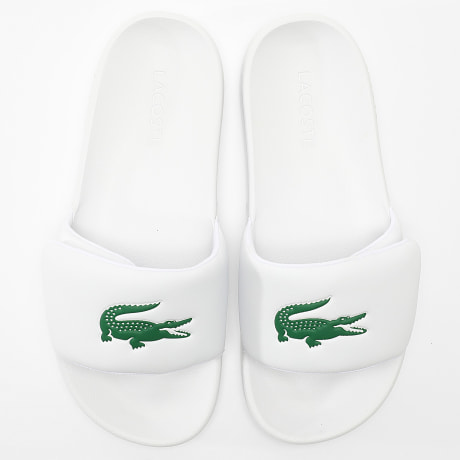 Lacoste - Sandalias Serve Slide Blanco Verde Oscuro