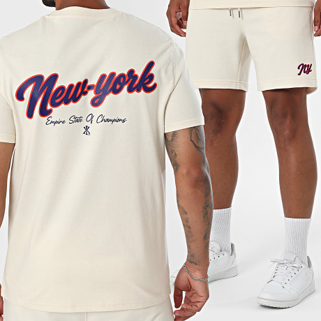 Luxury Lovers - Completo T-Shirt e Pantaloncino da jogging New York Beige