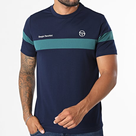 Sergio Tacchini - Tee Shirt Leone 41237 Bleu Marine Vert Foncé